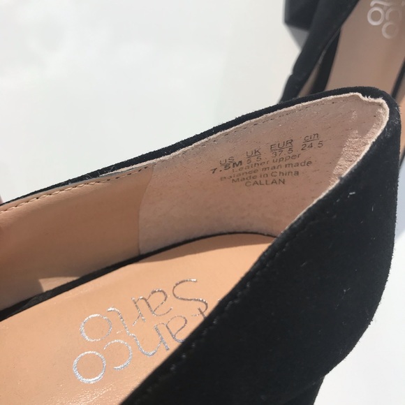 Black Suede Low Block Heel - Picture 4 of 7